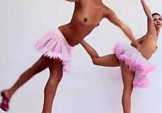 Topless Flexible Brunette Ballerina Lorie Teases With Masturbation And Pussy