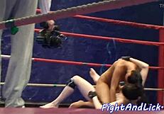 european lesbians wrestle and lick pussy