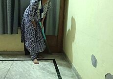 Beautiful Indian maid bent over in cowgirl position, taking big monster cock hard until orgasm with hindi audio