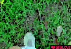 Stepsister Kitty Carrera gets her pussy rubbed intensely. She sucks her stepbrother's monster cock hard.