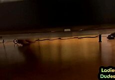 i watch these babes dominate a guy with a butt plug and jerk his cock