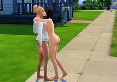 Lesbian Babes Get Nasty with Kissing on Public Street