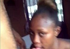 Intense gonzo deepthroat blowjob on cellphone by ebony couple