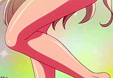 Anime hottie with big tits gets cumshot on ass.