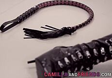 This fetish shemale in latex fucks with her monster cock.