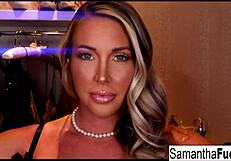 Samantha Saint's sexy nude tease contrasts with her bold moves.