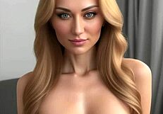 Blonde Russian Kate Kiseleva shows her natural tits in sexy European style.