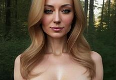 Blonde Russian Kate Kiseleva shows her natural tits in sexy European style.