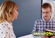 hot blonde pops nerd's cherry