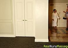 Bold Lesbian Masseuse Tastes Babe