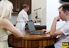 Is This Slender Blonde's First Time Riding Stepbro's Cock Or Not?