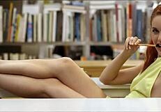 Redhead student gets fucked in study room