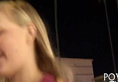 Roxy Lovette gives sloppy blowjob and rough fucking in pov. Naked teen with shaved pussy