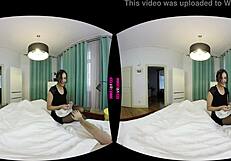 Brunette Maid Rides Cock Hard in POV Blowjob Session!