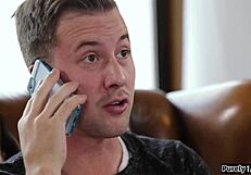 Guy's Girlfriend's Busty Mum Sucks Him Off? Blonde MILF With Monster Cock Teasing.