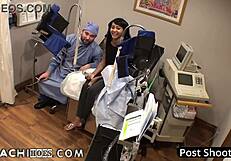 Eliza Shields enjoys extreme orgasm by Hitachi magic wand during a Medical test