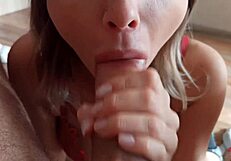 Young Beauty Passionately Sucks Neighbor's Cock Hard