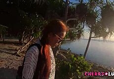 she makes perfect blowjob on the beach