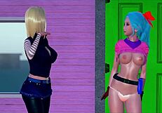 Dragon ball waifus bulma and c-18 share intense lesbian blowjob