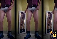 Mature American Amateur With Big Monster Cock Gets Hard In Underwear During Horny Homemade Fetish Session.