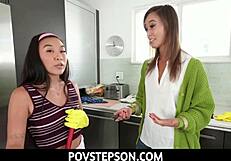 Povstepson - Asian Milf Stepmom Christy Love Teaching Stepson How to Finger a Pussy