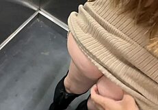 Blonde Milf Bent Over in Public Elevator Sex with Stranger Caught on Camera