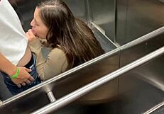 Blonde Milf Bent Over in Public Elevator Sex with Stranger Caught on Camera