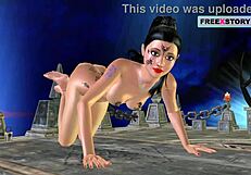 An animated cartoon video of a beautiful girl posing and using a carrot