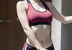 voluptuous woman training at the gym