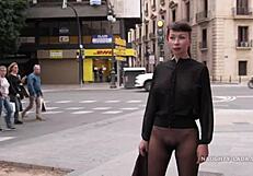 no skirt seamless pantyhose flashing milf in public outdoor see-through leggings