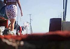 Latina Neighbor Teases With Her Tangas, Causing A Huge Erection.