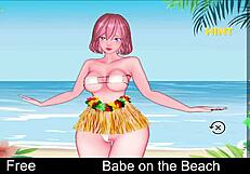 Babe enjoys a relaxing day on the beach in anime hentai style