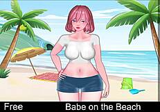Babe enjoys a relaxing day on the beach in anime hentai style