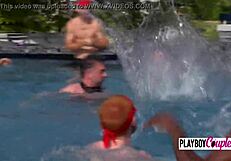 Couples Steam Up Foreplay In The Pool With Blowjobs And Oral.