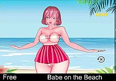 Babe enjoys a relaxing day on the beach in anime hentai style