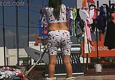 Latina Neighbor Teases With Her Tangas, Causing A Huge Erection.