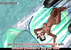 Raw 3D Microbikini Fun in Public Pool