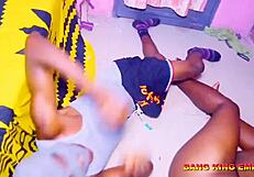 Horny Ebony Babe Endures Intense Group Fuck and Cumshot