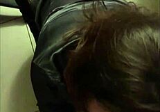 French amateur in satin outfit gives blowjob then doggystyle pov fuck.