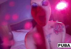 Slimey spit fetish session with Jezebelle Bond, nude brunette milf masturbating.