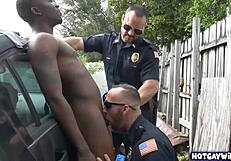 Two Police Officers Take Advantage Of Black Guy In Uniform 3some At Work