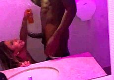 I fucked my blonde crossdresser in the club bathroom with her big black cock