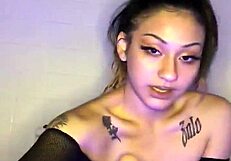 mia plays with her big dildo toy in wet session