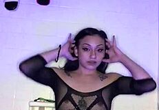 mia plays with her big dildo toy in wet session