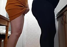 Two housekeepers take turns taking breaks while working in the kitchen