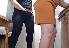 Two housekeepers take turns taking breaks while working in the kitchen