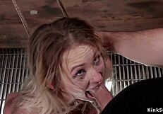 Blonde Bound Tight Riding Sybian Machine Under Rough Flogging.