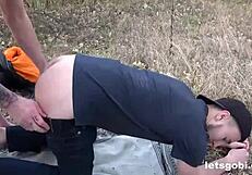 Nina Boldly Shares Her Bisexual Boyfriend in First-Time Anal Threesome Outdoors