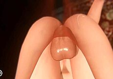 Bent over babe's wet pussy fucked in 3D anime