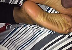 Trim retro ebony footjob film.